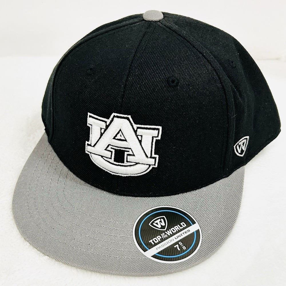 Auburn Tigers Top of the World Wool 2-Tone Fitted Hat Cap 7 5/8 Black NCAA